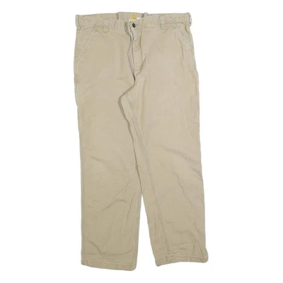 CARHARTT Hommes Décontractée Beige Coton Mélange Éclair Pantalon W34 L30 Casual - Photo 1/4