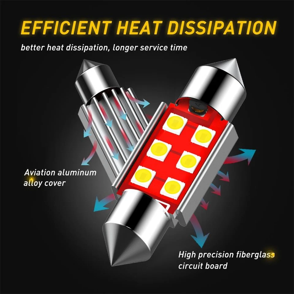 4 PIEZAS 36MM DE3175 DE3022 Festón LED Domo Mapa Bombilla Blanco Canbus Sin Errores Foto 4 de 4