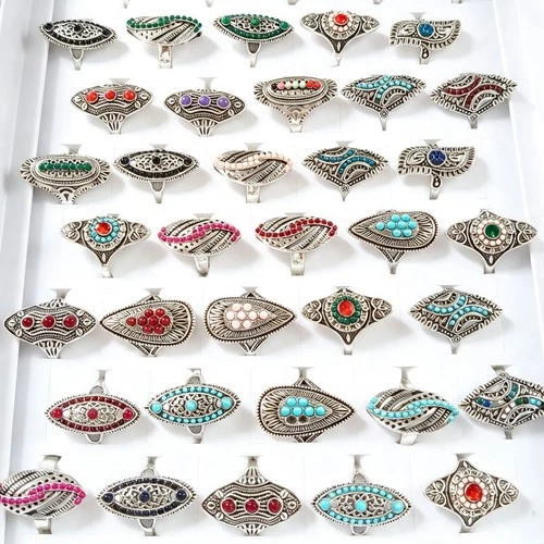 Wholesale 50pcs Lot Bohemian Ethnic Style Ring Hollow Carving Jewelry Men Women image 3