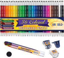 36 Assorted Colored 2.0 Mm Mechanical Pencils with 36 Unique Color Leads, Color