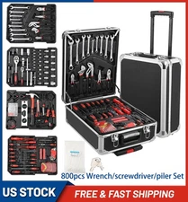 800 Piece Tool Kit Aluminum Trolley Case Tool Set, Socket Wrench Hand Tool Sets