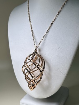Links Of London Sterling Silver Rose Gold Woven Pendant Necklace, 30 
