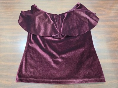 Code 10 Burgundy Velvet Metallic Stretch Top Womens Size 10 Sleeveless Party NWT