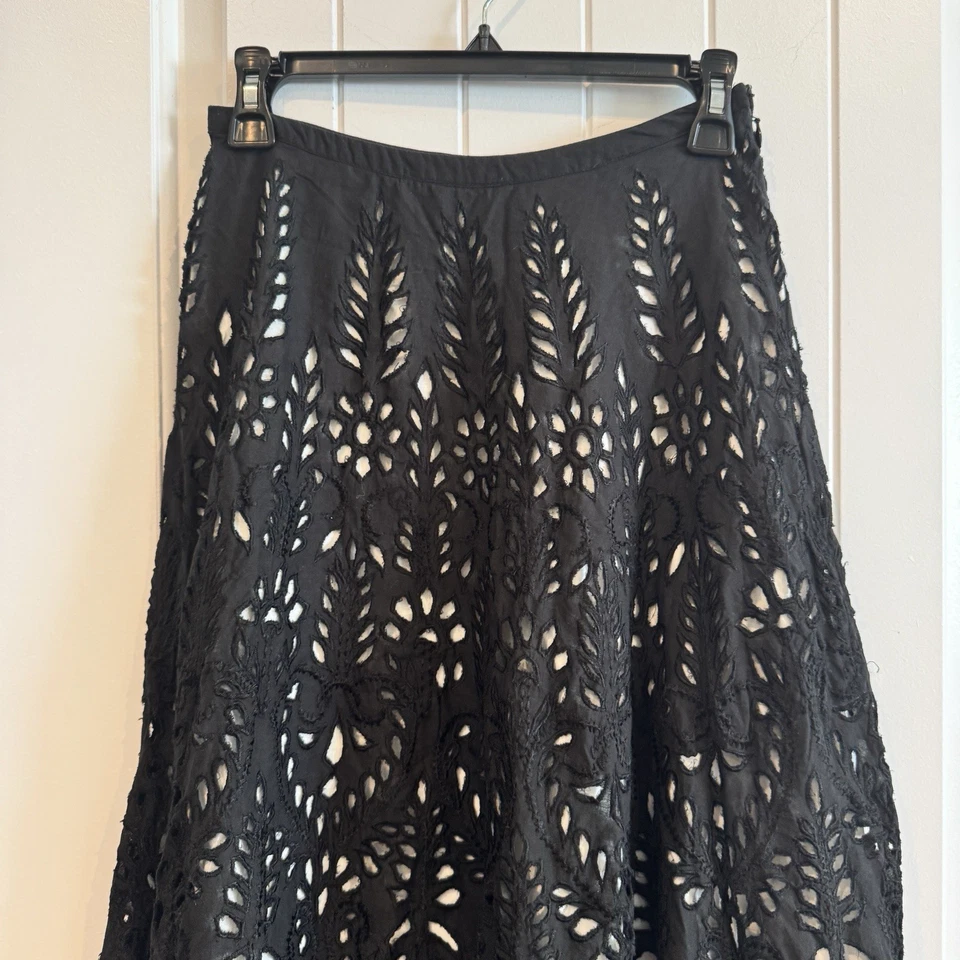 FALDA MIDI PERFORADA 100% ALGODÓN NEGRA KAS NEW YORK Talla 0 Foto 3 de 4