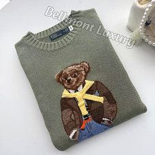 AUCTION POLO RALPH LAUREN Polo Bear Cotton Crewneck Sweater Green M NWT