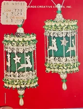 LeeWards REINDEER CAROUSEL Make 2 Sequin Bead Vintage Christmas Ornament KIT NOS