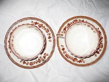 2 Spode Indian Tree Cups and Saucers in Orange Rust