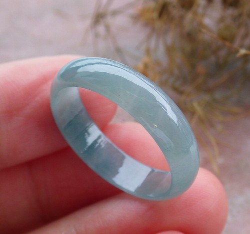 Certified Icy Green 100% Natural A JADE Jadeite Circle RING USA. 10.25 戒指 663631