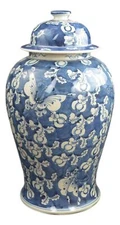 Festcool 19" Antique Finish Blue and White Porcelain Blue Butterfly Temple Ce...