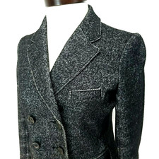 J.CREW Marled Thandie Wool Blend Double Breasted Blazer Jacket Black sz 4 EUC