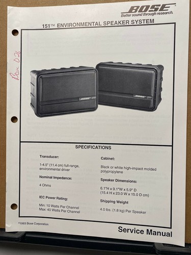 Service Manual for the Bose 151 