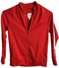 Jacket Athletic Boy's Size Medium Red White Gray Arm Stripe Full Zip Cat Jack