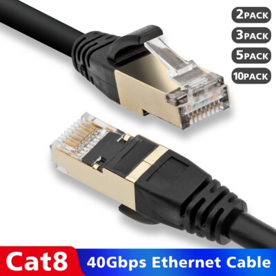 [6ft - 66ft] CAT8 FAST Ethernet Cable [S/FTP] w/ Gold Plated RJ45 Connector Lot
