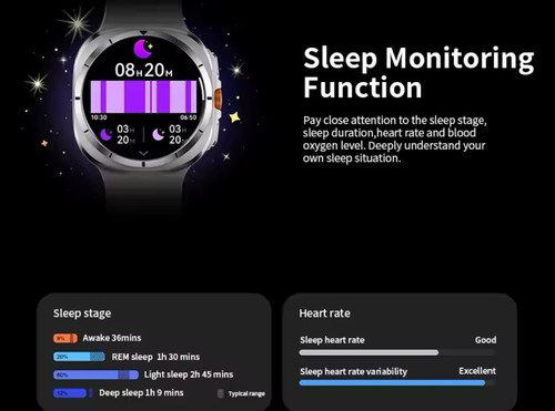 Montre Connectée Ultra Homme Écran GPS, Fitness, Multisports, Santé - Zdjęcie 6 z 9