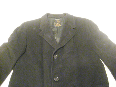 Vintage Men's Varsity Town 100% Cashmere Black Coat Beautiful