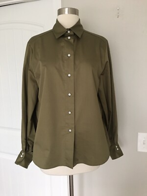 AGNONA GREEN 100% COTTON BUTTON DOWN LONG SLEEVE SHIRT SIZE IT 44 US 8 $795