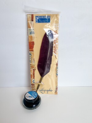 VTG Encre Fountain Pen Ink Lagoon Blue Alandine w/ Feather Calligraphy Pen New