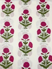 5 Yard Hand Block Print Handmade Cotton Indian Natural Sanganeri Print Fabric