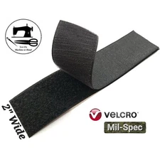 2" Wide x 8" (Inch) VELCRO® Brand Mil-Spec Sew-On Strip  (Hook & Loop) - Black