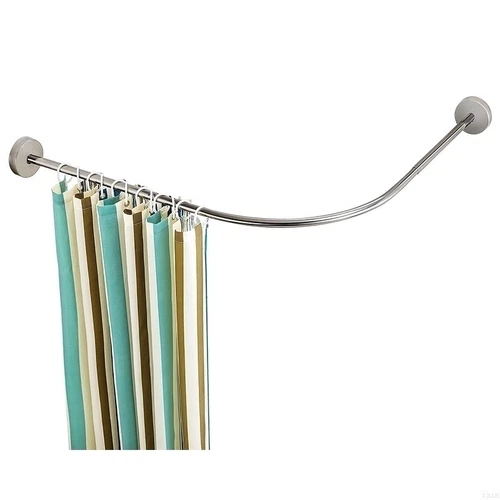 Curved Shower Curtain Rod Stainless Steel Curtain Bar Extendable Corner Shower - Picture 5 of 18