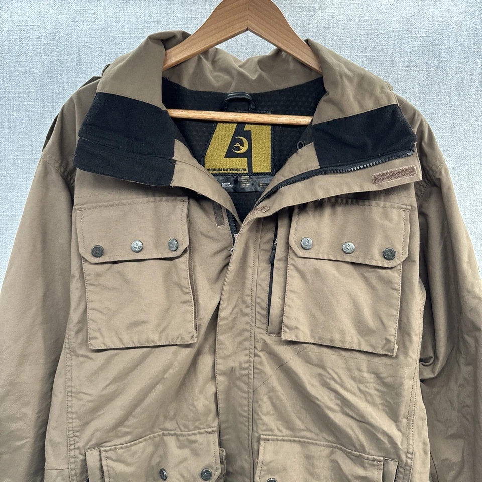 Jaqueta de snowboard masculina L1 Premium marrom média com capuz zíper completo esqui - Imagem 4 de 4