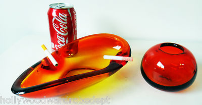 50's cigarette holder 1950 50s vintage Boomerang cigarette holder ashtray match Lava glass  popsicle