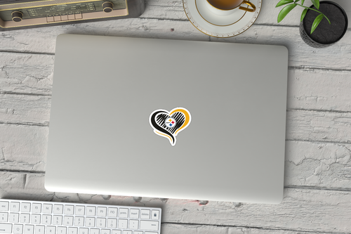 NEW- For Pittsburgh Steelers Heart Football Vinyl Sticker Decal 3 x 2.8 INCHES - Picture 2 of 4