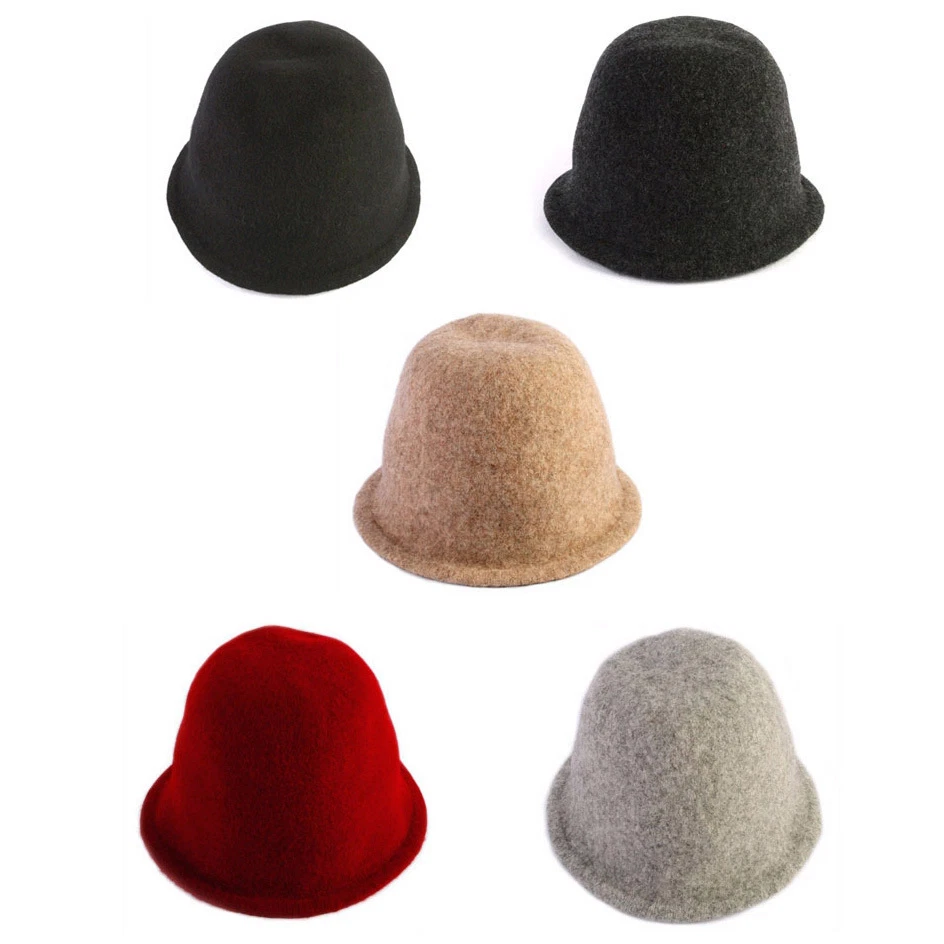 Unisex Mens Womens Winter Wool Bowler Boonie Outdoor Cap Hunting Bucket Hats