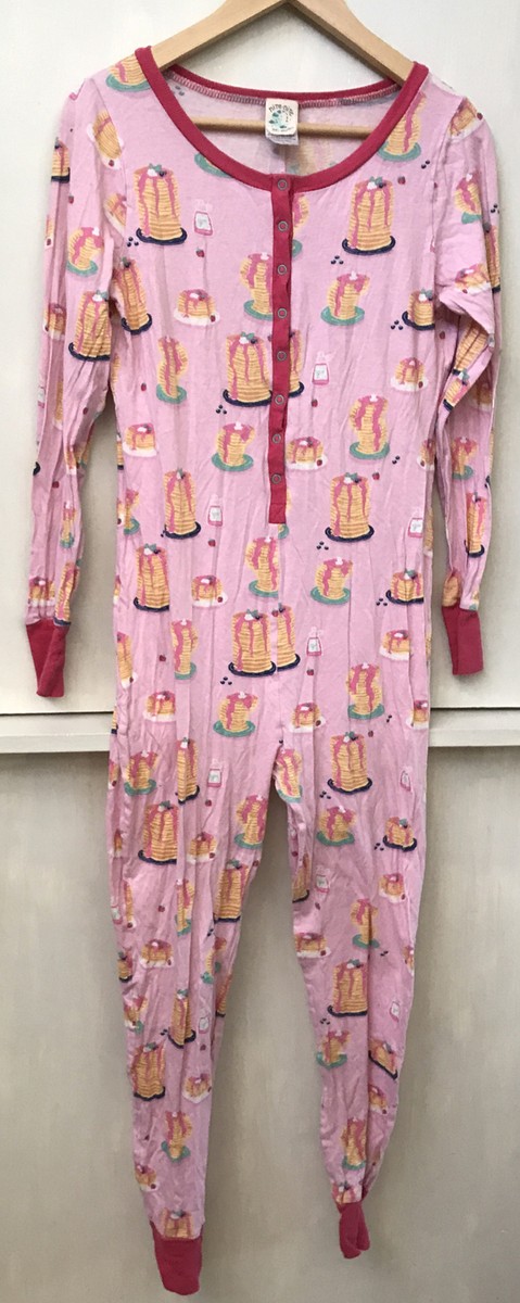 Nite Nite Munki Munki Pancake Stacks One Piece Union Suit Pajamas Women's  Small