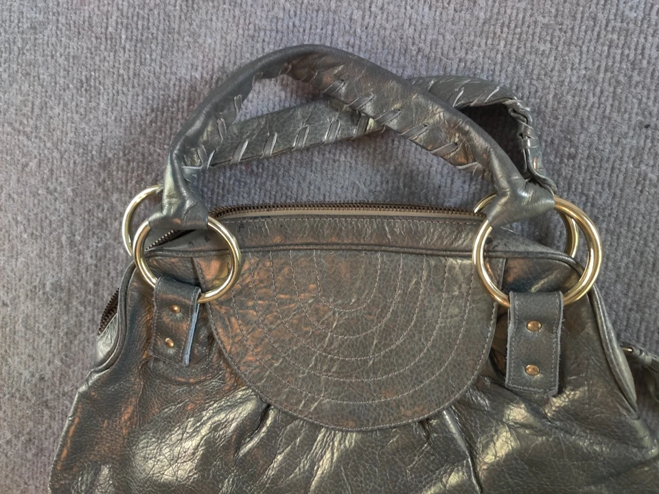 Bulga Gold Soft Pebbled Leather Fringe Boho Shoulder Bag - Image 4 of 4