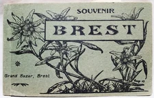 BREST FRANCE SOUVENIR POSTCARD ALBUM BOOKLET OF 20 VIEWS VINTAGE 1910S