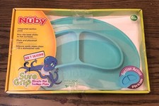 Nuby - Sectioned Silicone Feeding Miracle Mat Section Plate - Sure Grip - Aqua