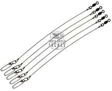 5 Pack Solid Stainless Steel Leaders Musky Pike Stay Lok Snap AFW Crane Swivel