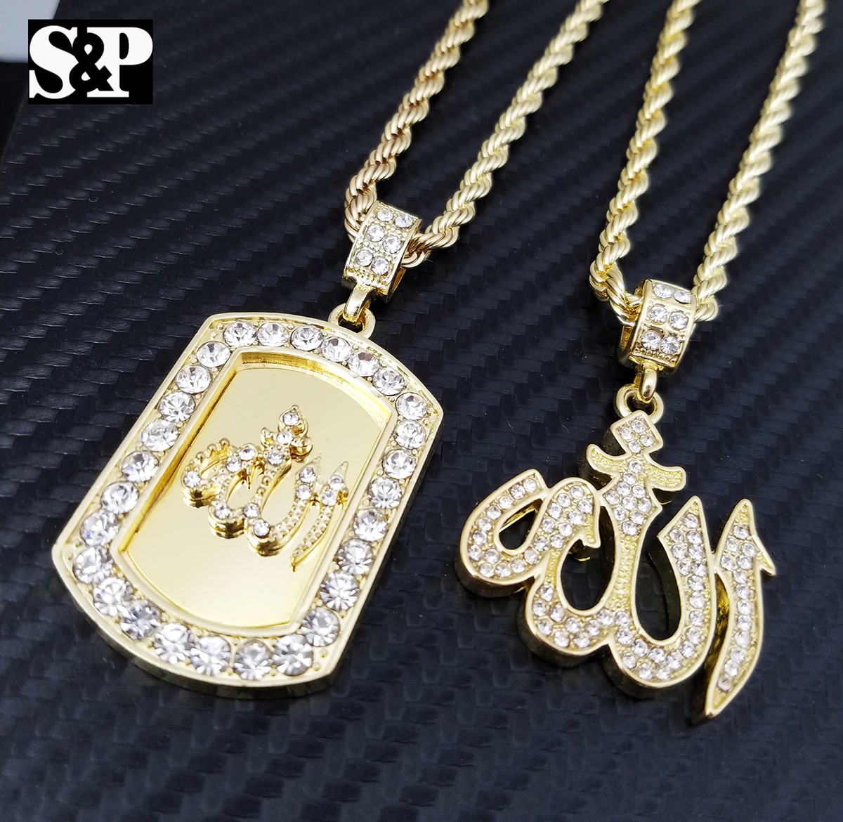 HIP HOP ICED GOLD PT ALLAH MUSLIM CZ PENDANT & 24