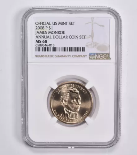 MS68 2008-P James Monroe Annual Set Presidential Dollar NGC US Mint