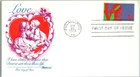 LOVE 1973 FIRST LOVE STAMP ROBERT INDIANA DESIGNER FLEETWOOD KISSES CACHET FDC
