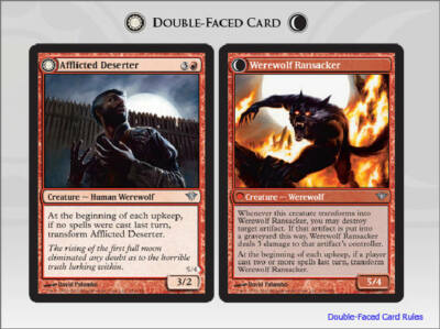 mtg werewolf transform cards AFFLICTED DESERTER // WEREWOLF RANSACKER Dark Ascension MTG Magic Cards  DJMagic