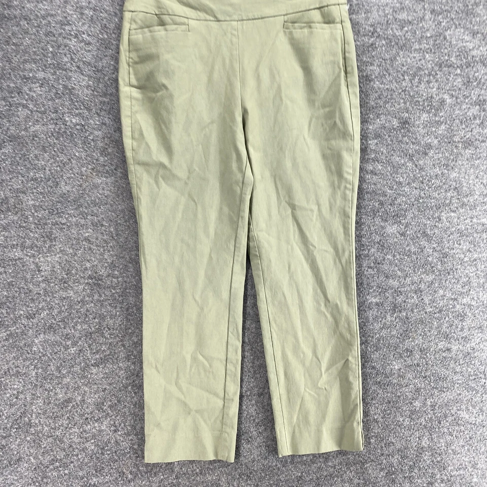 Pantalones Chico's para mujer 00 gris tiro medio frente plano ajustados bolsillos chinos Foto 4 de 4