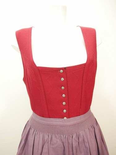 Distler Original Baumwolle rot mit Wienernaht fesches Dirndl mit Schürze Gr.46 - Bild 2 von 8