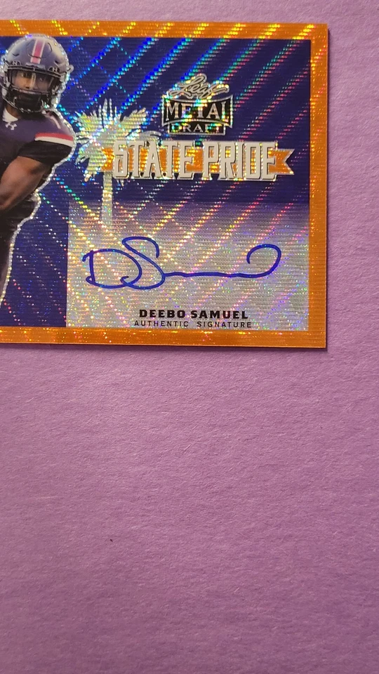 👀🔥2019 DEEBO SAMUEL 3/3 LEAF METAL DRAFT STATE PRIDE ORANGE SSP AUTO GEM - Image 2 of 4