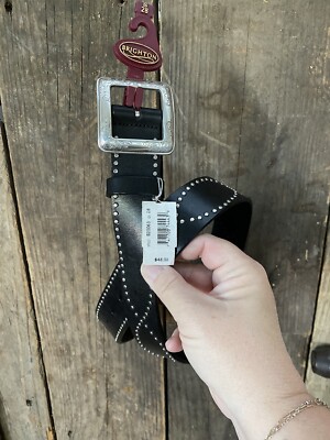 Brighton Black Leather Silver Studded Style B20063 Belt Women s Small NWT