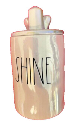 Rae Dunn Candle SHINE Iridescent     White luster, New w/tag