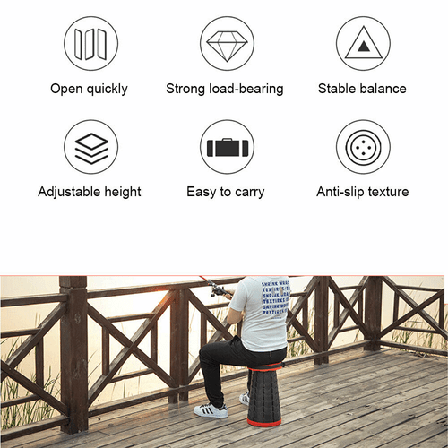 Portable Retractable Telescopic Folding Stool Seat Camping Fishing Travel Chairs - Picture 14 of 18
