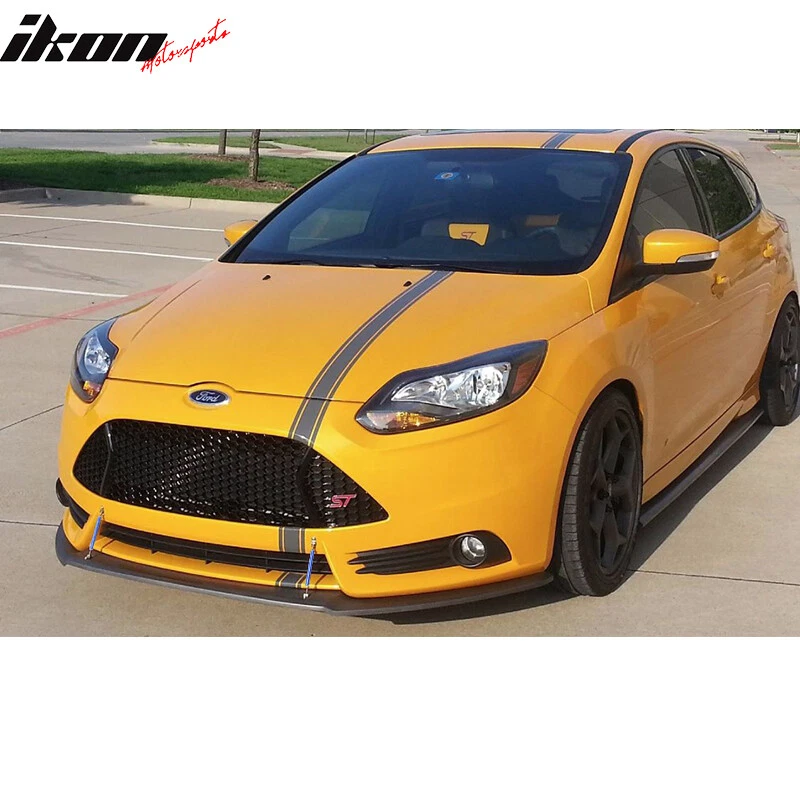 Fits 13-14 Ford Focus ST Matte Black Front Bumper Lip Spoiler PP + 2PC Strut Rod - Image 2 of 4