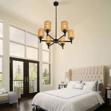 6-Head Chandelier Indtrial Ceiling Lamp Pendant Light Hanging Lamp Dimmable