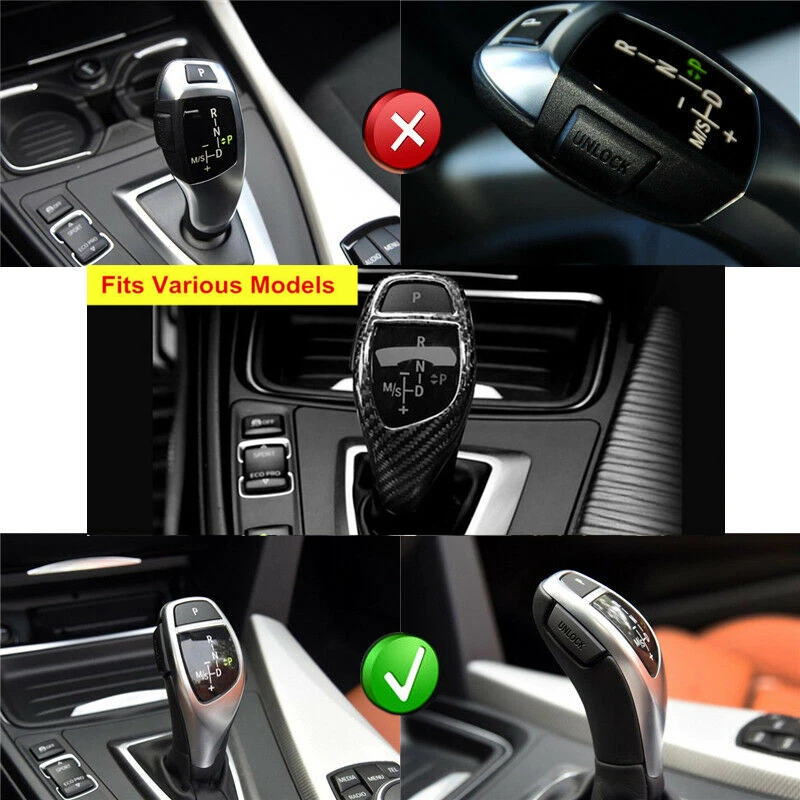 Cubierta de perilla de engranaje interior de fibra de carbono real para BMW F20 F21 F15 F16 F30 F32 Foto 4 de 4