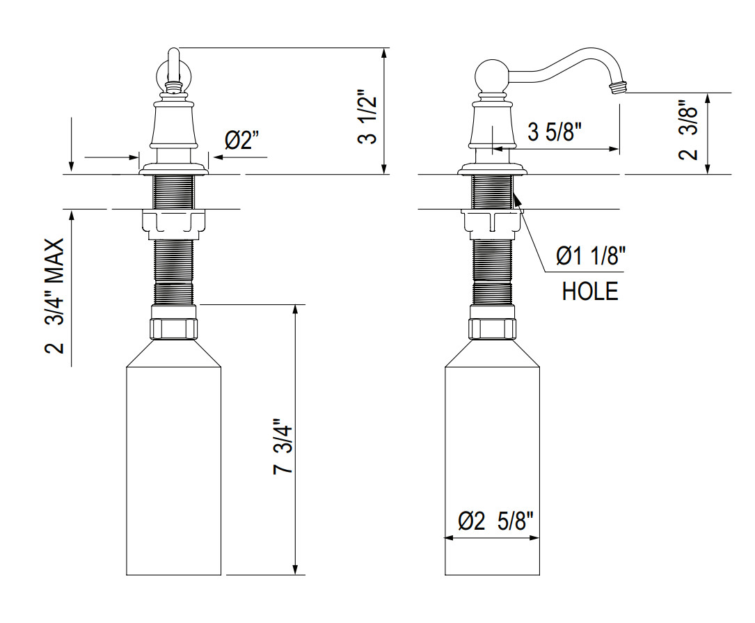 Perrin & Rowe U.6695-PN Georgian Era Deck Mount Soap Dispenser POLISHED NICKEL