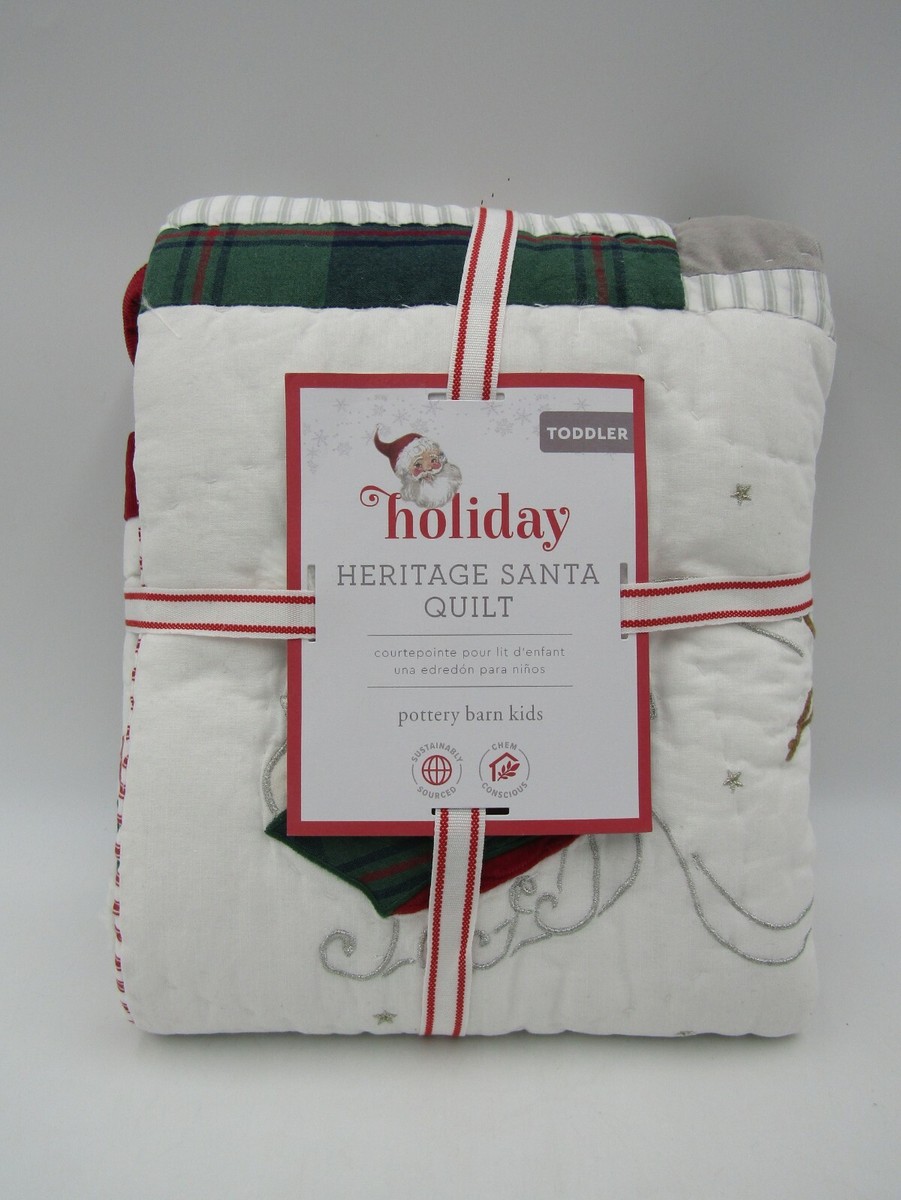 Pottery Barn Kids Holiday Heritage Santa Toddler Bedding Quilt