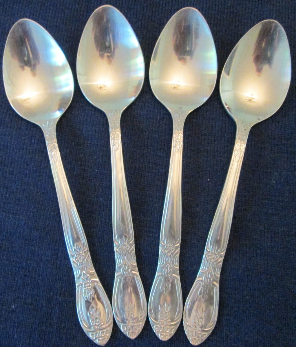 【Vintage】 Floral Teaspoons SET 4 TEASPOONS! Vintage stainless: China floral pattern: LOVELY