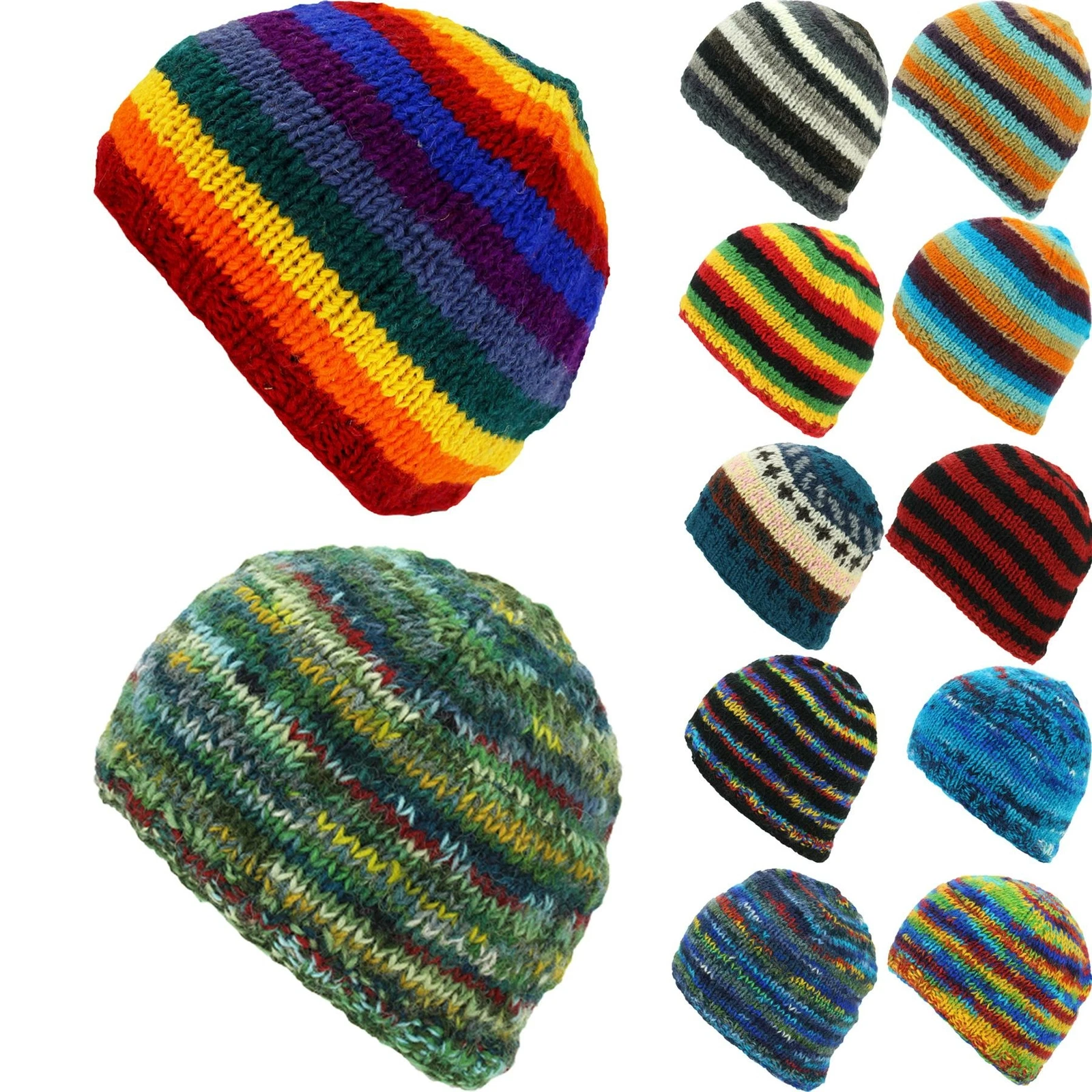 WOOL KNIT BEANIE HAT SKULL CAP FLEECE LINED HIPPIE FESTIVAL WARM WINTER
Opens in a new window or tab
